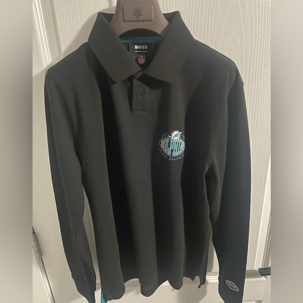 Boss Black Polo with Miami Dolphins Logo